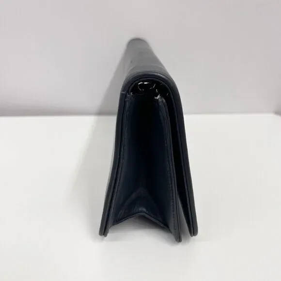 Vintage Salvatore Ferragamo Leather‎ Shoulder Bag or Clutch Navy Blue Rectangle - Picture 6 of 15